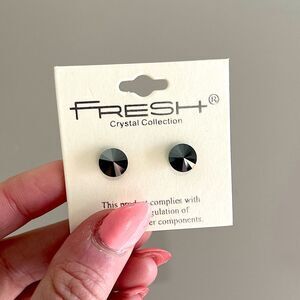 Graphite Crystal Earring Jewelry Post Stud Cocktail Bollywood Silver Minimalist